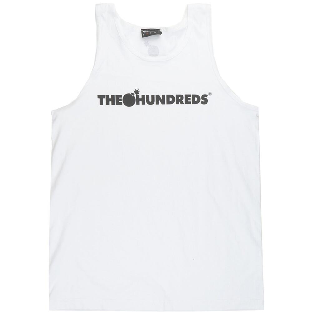 The Hundreds Men's Tank Top Adam Bomb Bar Logo Sleeveless Tee T-Shirt in White